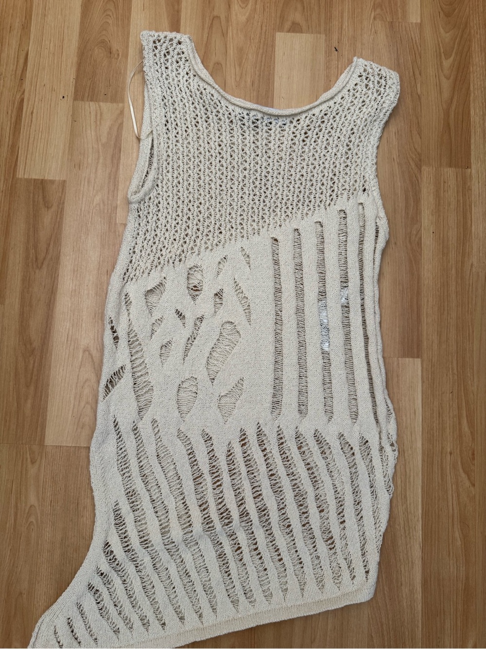 Zara medium cream Open-Knit Distressed Sleeveless